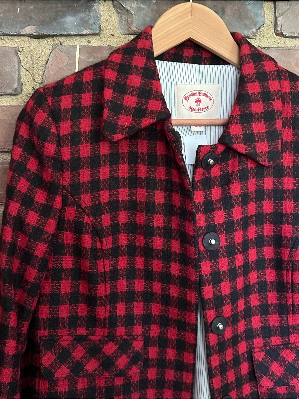 Brooks Brothers Fleece Wool Blazer Plaid Jacket Sz 6 / 36 Chest -22” sleeve